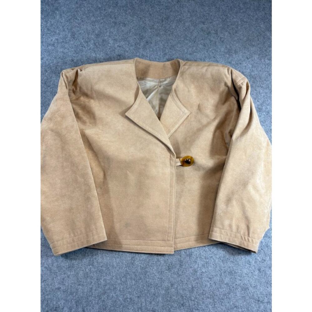 VTG Alfreda Mozzelice Crop Suede Jacket Women Large Old Money Minimalist 80s 90s - Picture 1 of 8